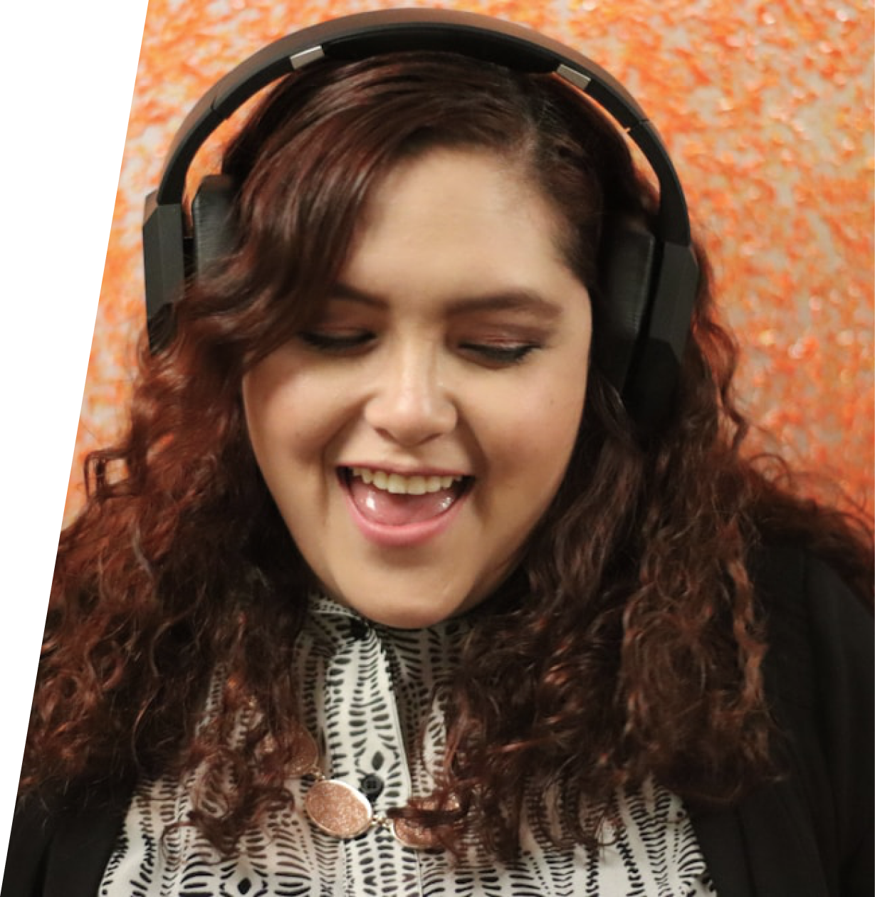 A joyful person listening to music